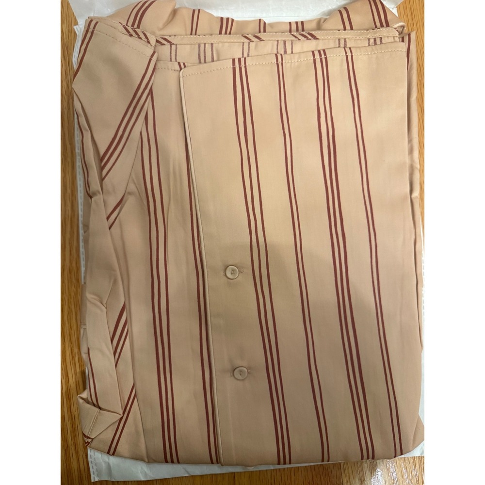 NEIWAI Classic Embroidered Pajama Shirt 2.0 Warm Apricot Stripes Small - Picture 2 of 5